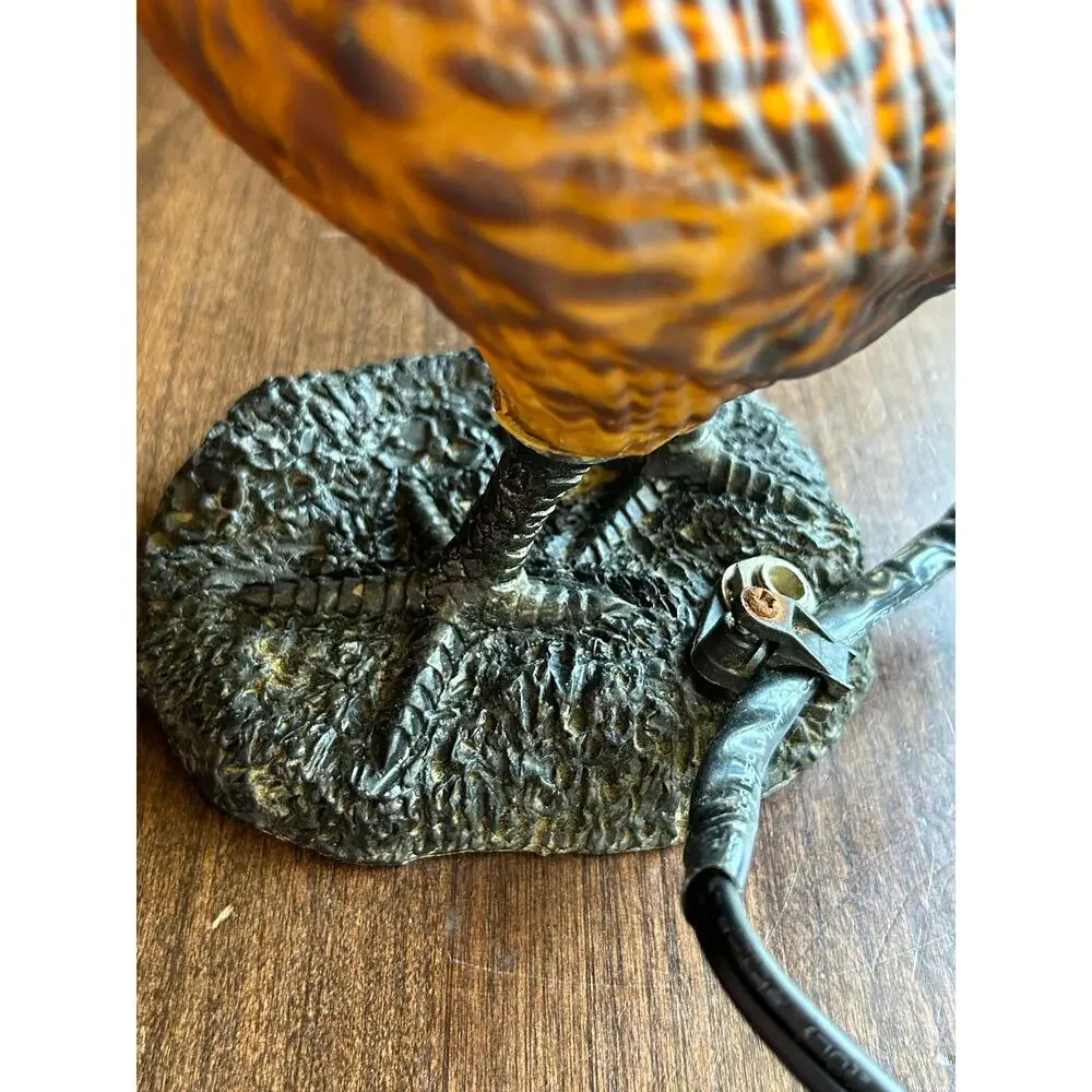 Vintage Metal Rooster Shaped Amber Glass Shade Table / Desk  Lamp no head